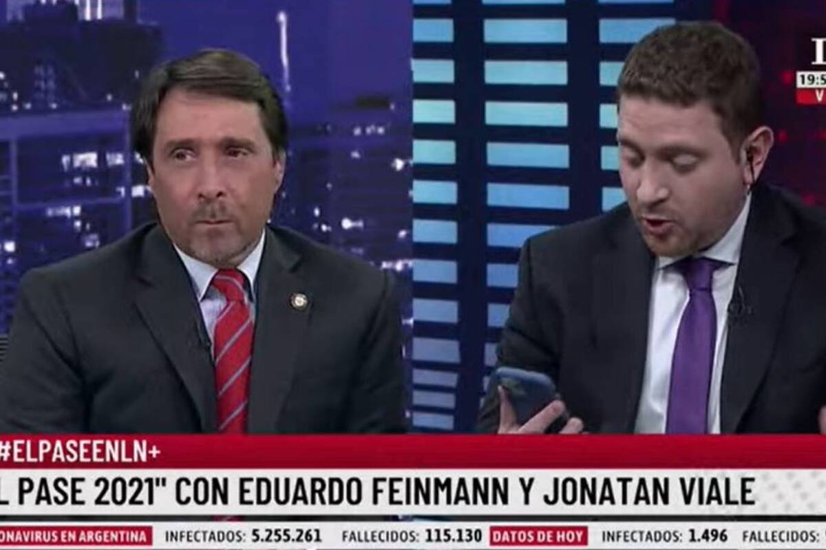 Eduardo Feinmann, de Boca y Jonatan Viale, de River, se chicanearon en el comienzo del pase al hablar del superclásico del próximo domingo
