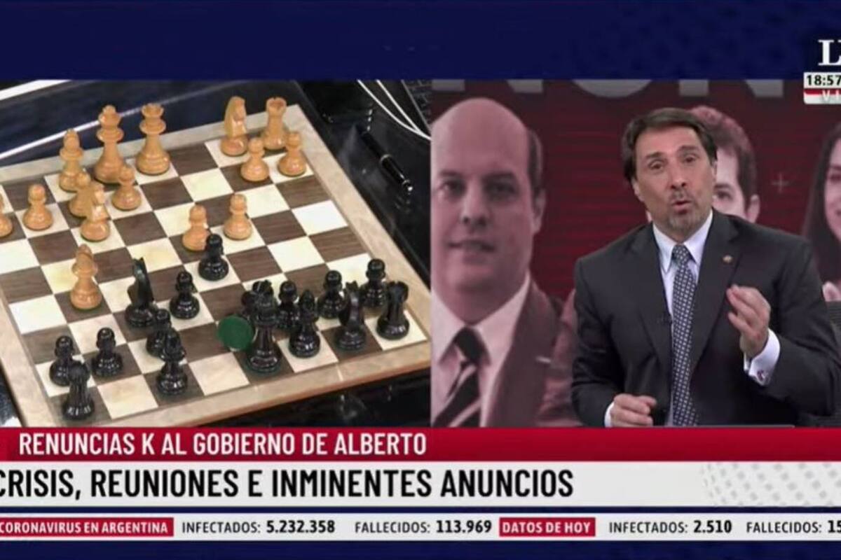 Eduardo Feinmann graficó la crisis institucional que sufre el Poder Ejecutivo con un juego de ajedrez
