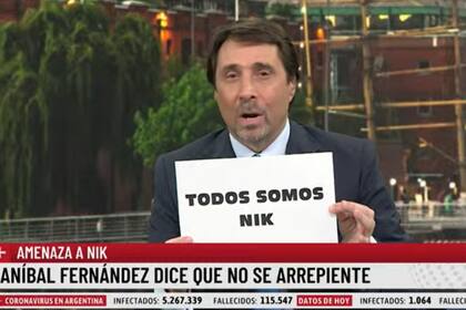 Eduardo Feinmann se solidarizó con Nik tras el agravio de Aníbal Fernández.