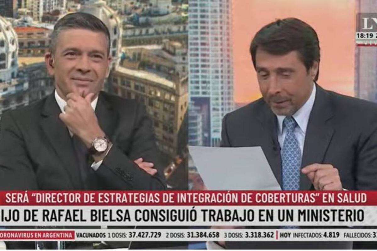 Eduardo Feinmann se tentó al intentar leer el cargo para el que fue nombrado en el ministerio de Salud Hilario Bielsa, el hijo del embajador argentino en Chile, Rafael Bielsa