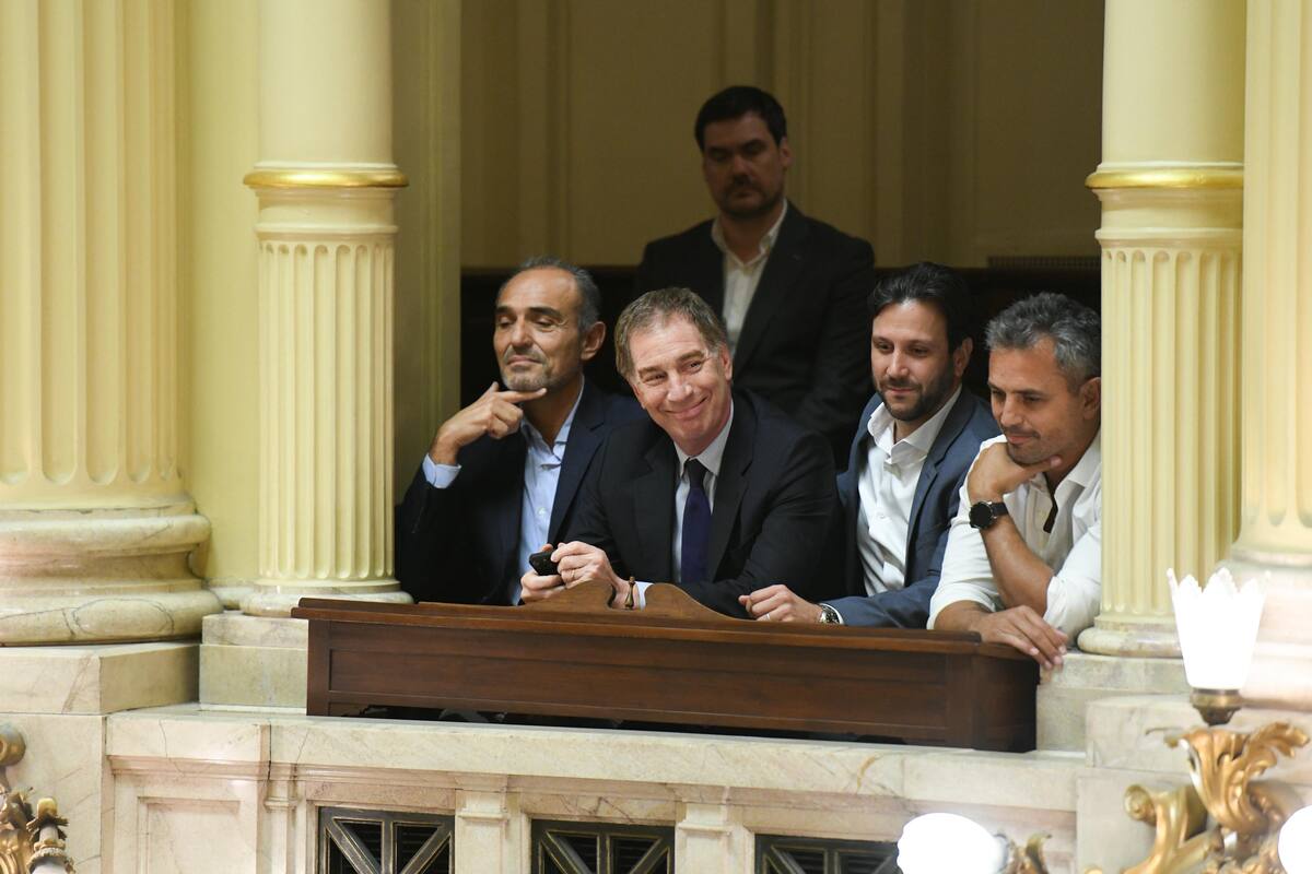 Eduardo "Lule" Menem, Diego Santilli, Ignacio Devitt y Martín Menem