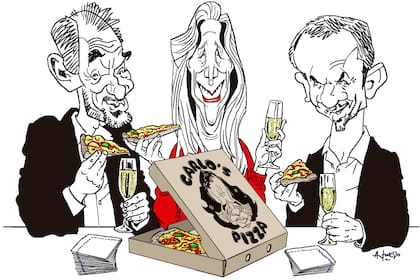 Eduardo "Lule" Menem, Karina Milei y Martín Menem