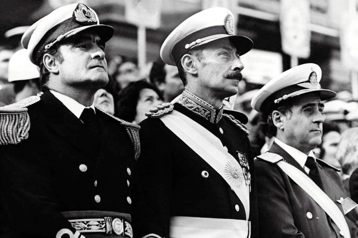 Eduardo Massera, Jorge Videla y Orlando Agosti en 1979