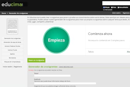 Educima permite crear crucigramas en pocos pasos
