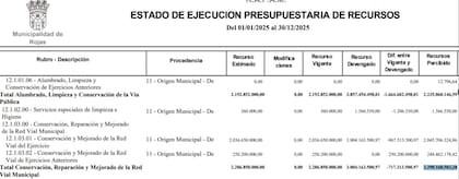 Ejecución presupuestaria de la recaudación de las tasas viales en el partido de Rojas