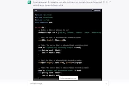 Ejemplo de código en C++ escrito en segundos por ChatGPT