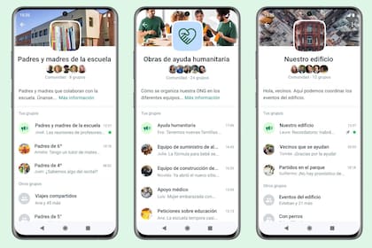 Ejemplos de Comunidades en Whatsapp, una función que todavía se encuentra en un período de prueba