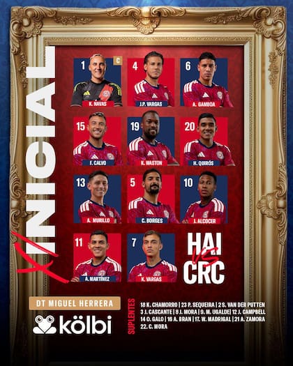 El 11 inicial de Costa Rica para enfrentar a la Selección de Haití (Facebook/Federación Costarricense de Fútbol)
