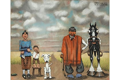 El 21 de agosto de 1926, al cumplir 35 años, Molina Campos presentó sus obras en un stand en la Exposición Rural