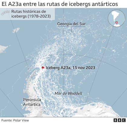 El A23a es un auténtico gigante, y no sólo impresiona por su superficie