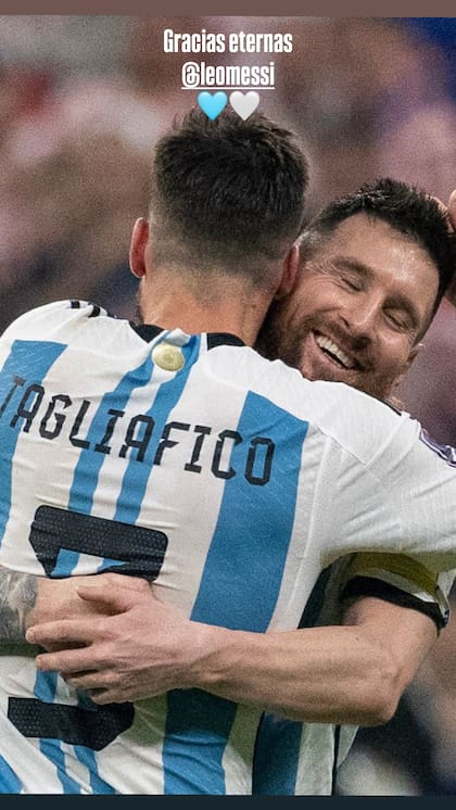 El abrazo de Tagliafico con Messi