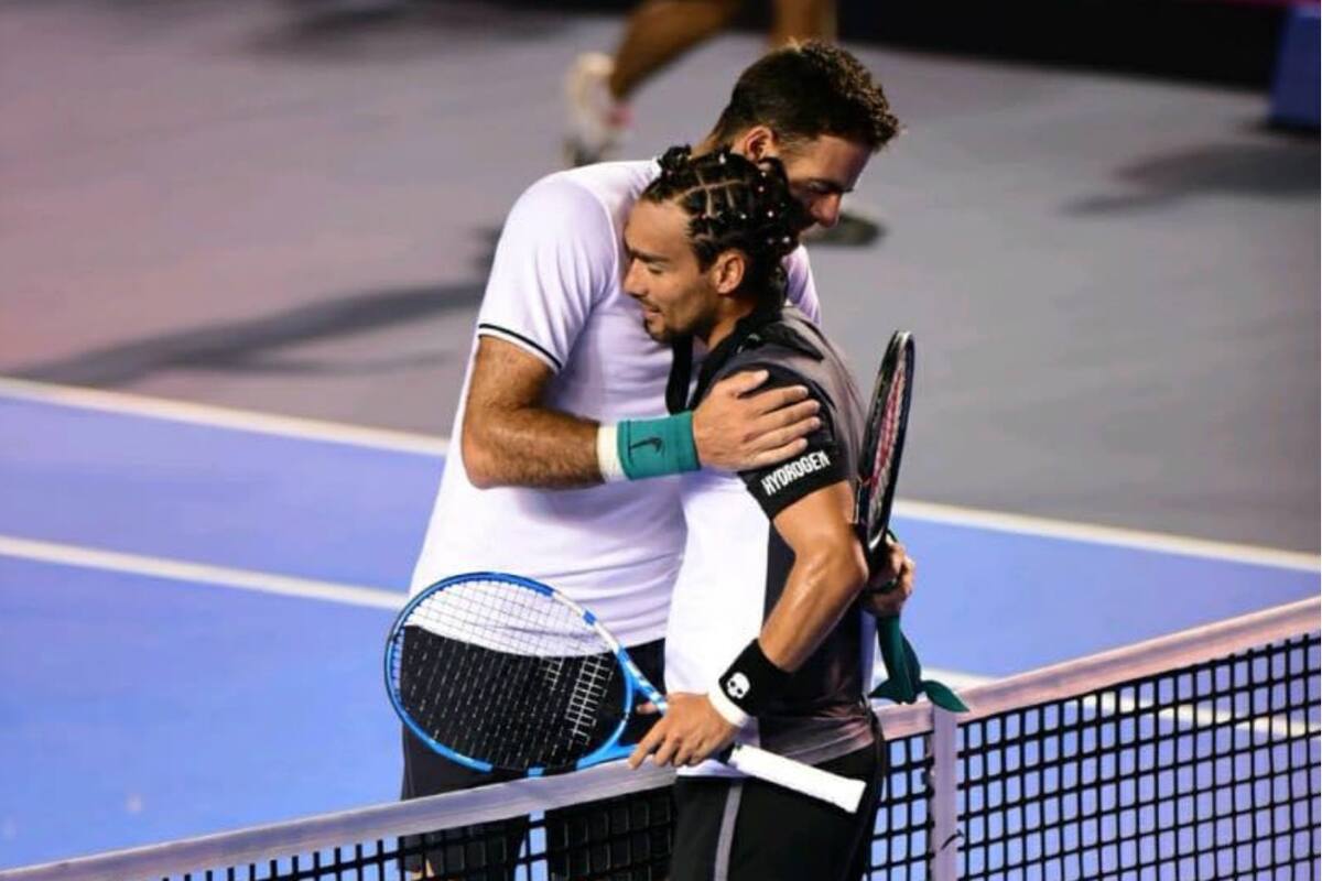 El abrazo en la red tras el final: Del Potro felicita a Fognini