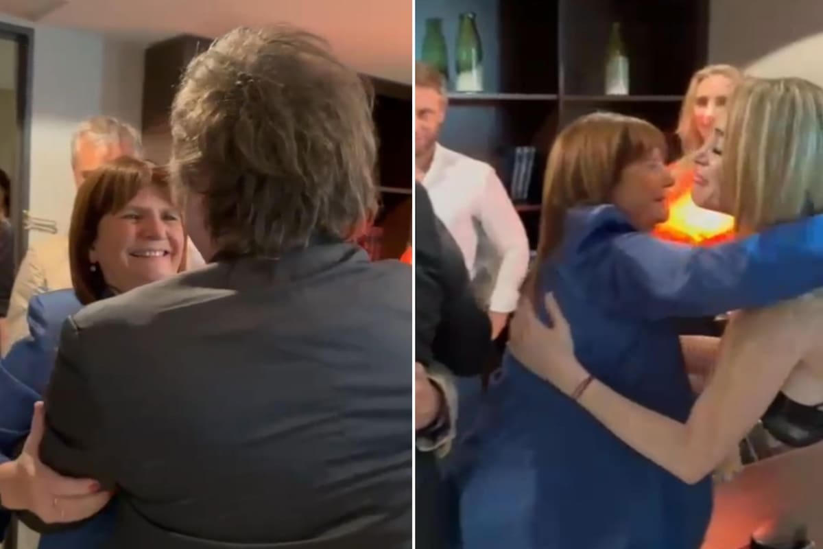 El abrazo entre Milei y Bullrich tras el triunfo del libertario en el balotaje