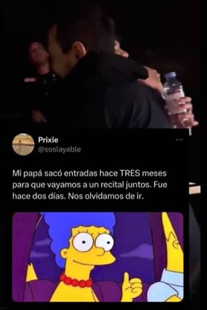 El abrazo entre Ricardo Mollo y Priscila, la joven que se había olvidado de concurrir al recital de Divididos