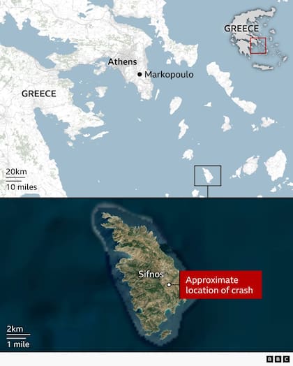 El accidente aéreo ocurrió en la Isla de Sifnos