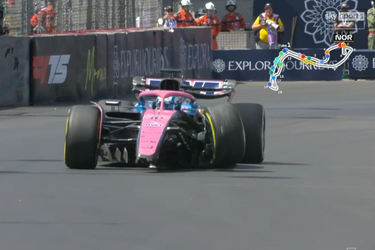 El accidente de Pierre Gasly tras el toque con Tsunoda que provocó el abandono del francés