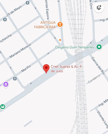 El accidente ocurrió en la intersección de 9 de julio y Coronel Suárez