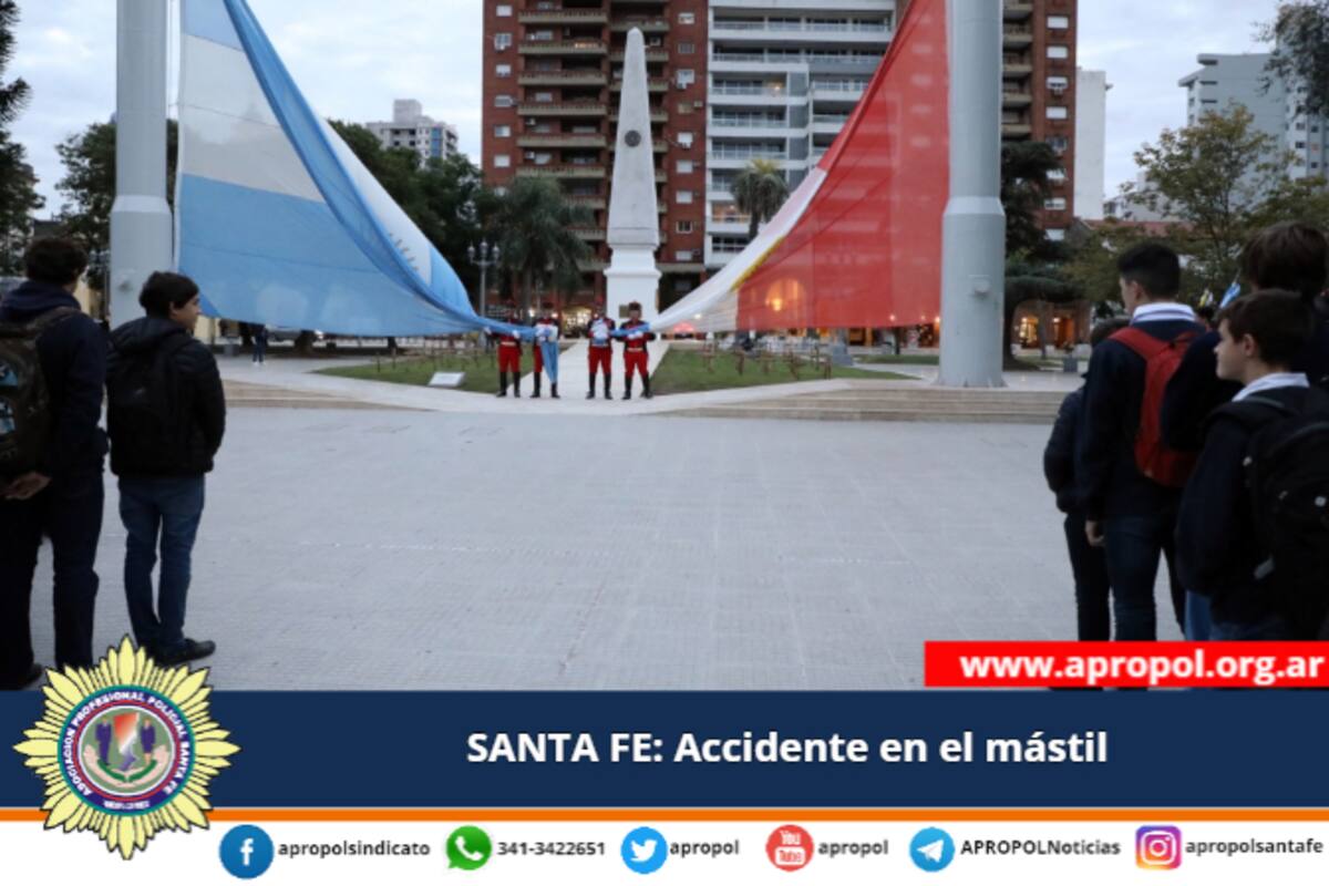 El accidente se produjo en el mástil que está en la plaza frente a la sede de Gobierno