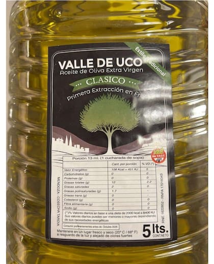 El aceite de oliva prohibido de la marca "Valle de Uco"