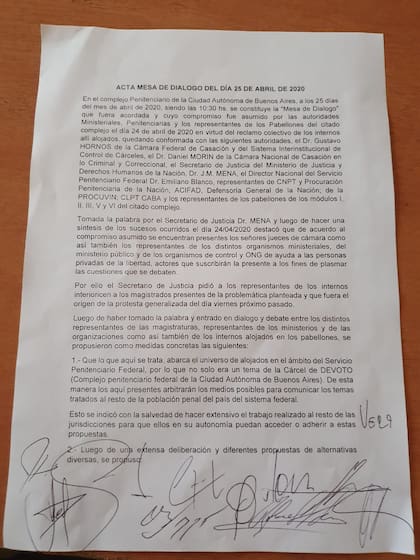 El acta firmada
