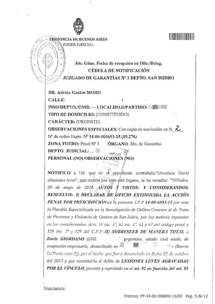 La cédula de notificación judicial
