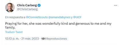 El actor Chris Carberg le dedicó un mensaje de apoyo