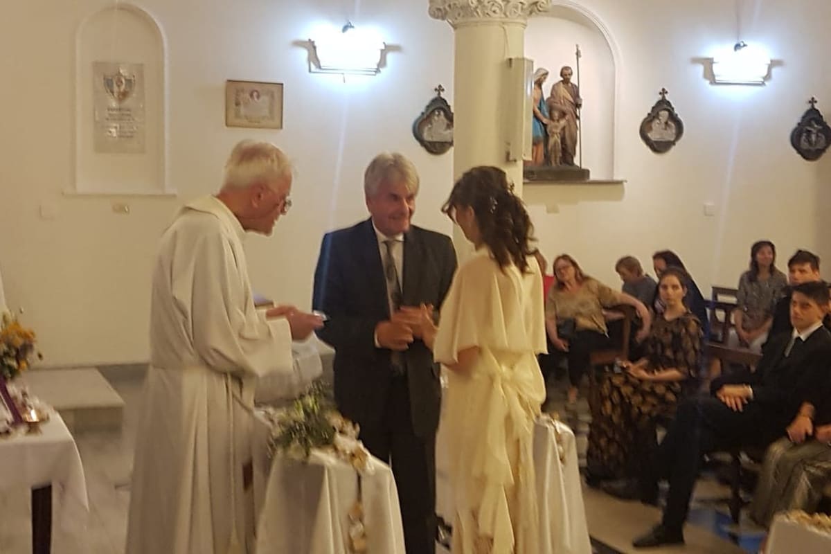 El actor junto a su flamante esposa, Paola Tumino