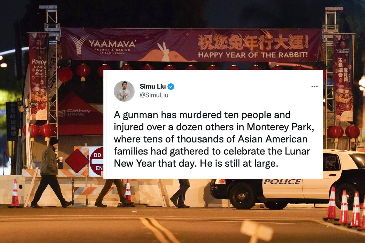 El actor Simu Liu, estrella de Shang-Chi y la leyenda de los diez anillos, de Marvel, fue una de las celebridades que expresaron su pesar en las redes, por el tiroteo de masas durante el Año Nuevo Chino.