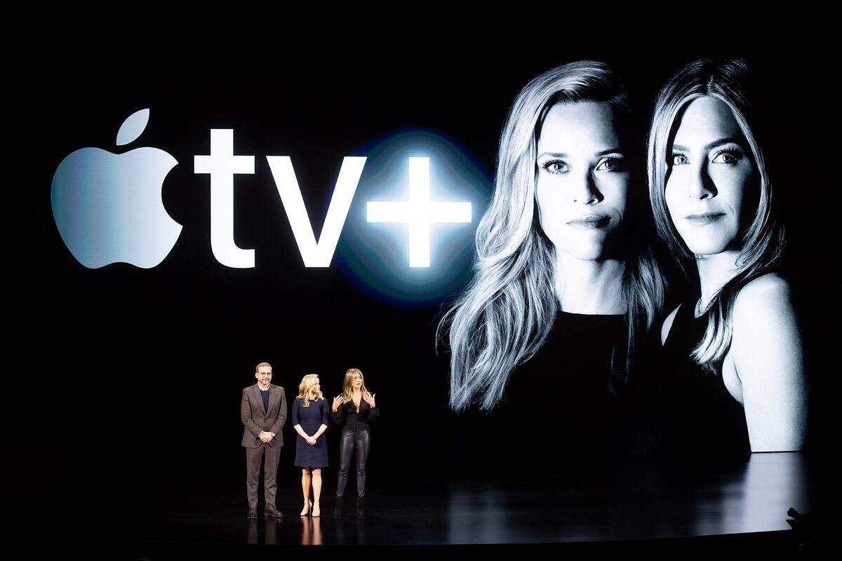 El actor Steve Carell y las actrices Reese Witherspoon y Jennifer Aniston hablaron durante el evento de presentación de Apple tv+
