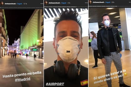 El actor y modelo se mostró usando barbijo en Madrid