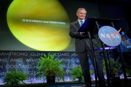 El administrador de la NASA, Bill Nelson, durante la presentación de las nuevas misiones espaciales a Venus
