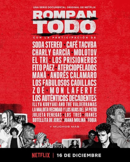 El afiche de la serie Rompan Todo, con formato de cartelera de festival, que circuló en las redes sociales el lunes por la tarde