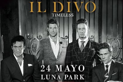 El afiche de promoción del último concierto de Il Divo en la Argentina, el 24 de mayo de 2019
