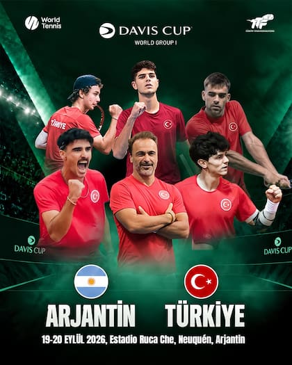 El afiche oficial del equipo turco para la serie de Copa Davis ante Argentina en el estadio Rucha Che de Neuquén, este fin de semana