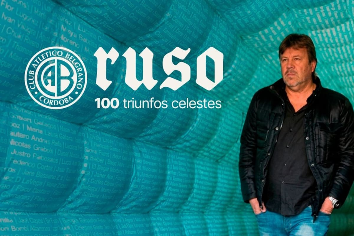 El afiche que le armó Belgrano a Ricardo Zielinski reconociéndole haber llegado a los 100 triunfos en la institución