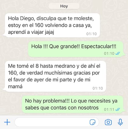 El agradecimiento de Juan hacia Diego por el gesto que tuvo