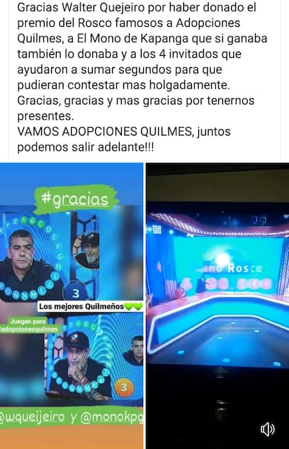 El agradecimiento de la protectora por el dinero en efectivo que donó el periodista