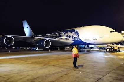 El Airbus 380, el avión más grande del mundo, llegó a la Argentina