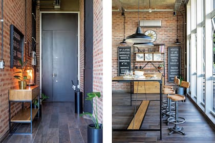Todos los muebles de madera son de enchapado de petiribí y hierro negro pintado a horno (Modulouno). El aire acondicionado se revistió con un vinilo (Sé Más Diseño) color gris plata.