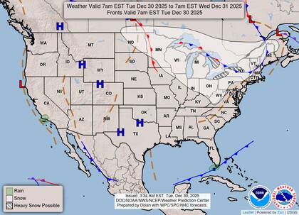 El aire polar avanzará de forma inusual hacia el sur, lo que situará las temperaturas mínimas en el punto de congelación en el Panhandle de Florida