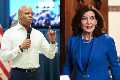 El alcalde de la ciudad de Nueva York, Eric Adams, y la gobernadora estatal, Kathy Hochul, debatieron sobre el presupuesto