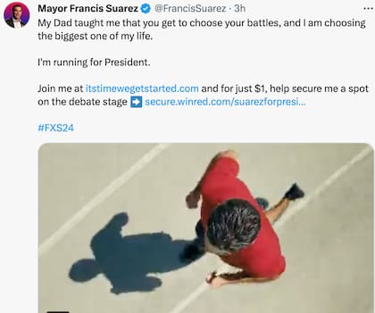 El alcalde de Miami, Francis Suárez, anuncia su candidatura
