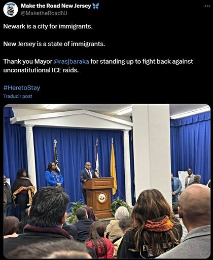 El alcalde de Newark se pronunció en contra de una redada del ICE en su ciudad