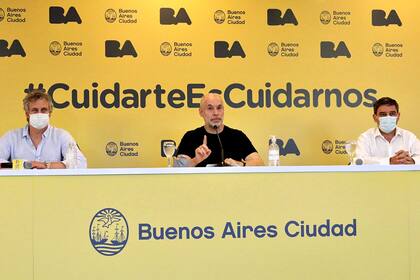 El alcalde Horacio Rodríguez Larreta durante la conferencia de prensa de ayer.