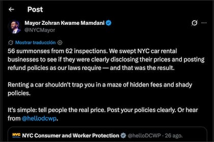 El alcalde Mamdani difundió los resultados de una campaña de control sobre las agencias de alquiler de autos en Nueva York