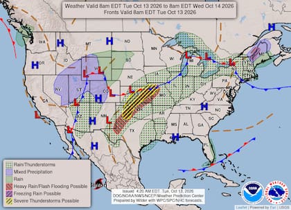 El alcance geográfico del fenómeno abarca una amplia franja que se extiende desde el norte de Texas hasta sectores del valle de Ohio y el Medio Oeste estadounidense