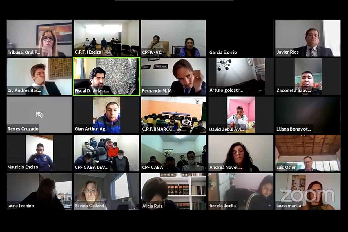 El alegato del fiscal Diego Velasco hizo su alegato, que fue seguido por las partes interesadas por medio de zoom