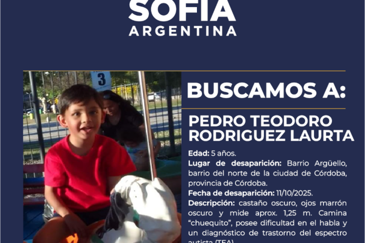 El Alerta Sofía emitida tras el rapto de Pedro Teodoro Rodríguez Laurta