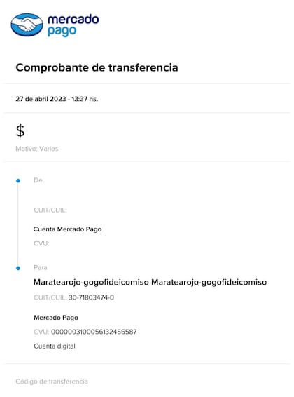 El alias de la cuenta para transferir dinero a Independiente es Maratearojo