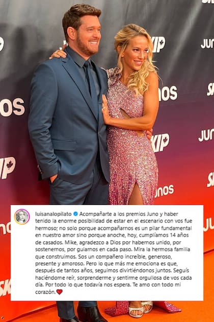 El amoroso mensaje que Luisana Lopilato le dedicó a Michael Bublé por su décimo cuarto aniversario de bodas (Foto: Instagram @luisanalopilato)